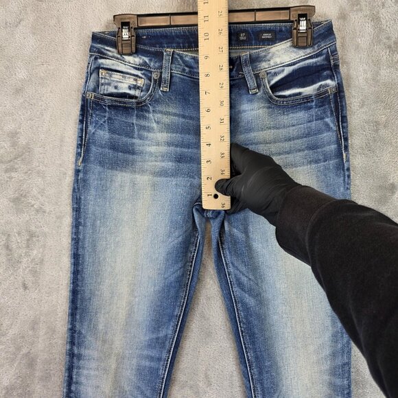 Miss Me Jeans Womens 27 Ankle Skinny Embroidered Sequin Hem Distressed Denim - Picture 5 of 13